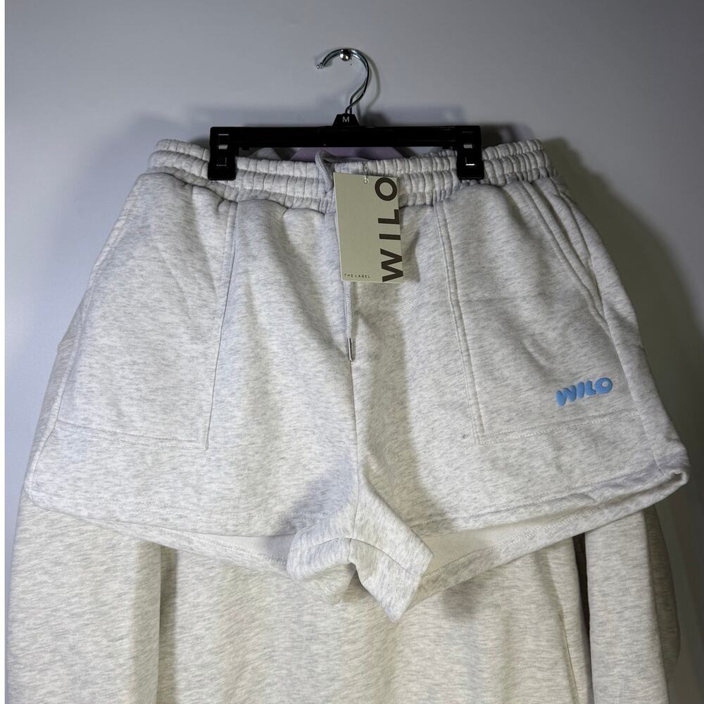 WILO The Label Women’s 2-Piece Hoodie Shorts Set White Marle Blue L NWT - Picture 7 of 13
